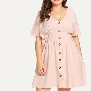 Button Down Dress With Sleeves - Light Pink